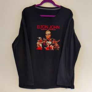 Long sleeve T-shirt, XXL?, BLACK, Vintage Elton John pre-owned top.